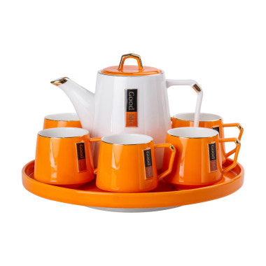 Чайний сервіз на 6 персон із порцелянаовою підставкою Orange HP-15-27 (LG-2350684565)