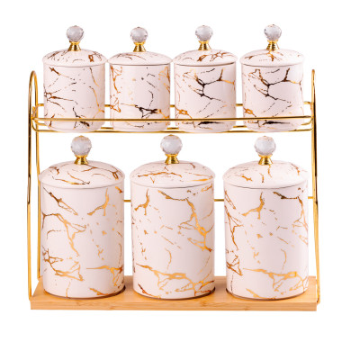 Набір для сипучих продуктів на металевій підставці 7 предметів по 300 мл і 700 мл HP-1215 (LG-2350684622)