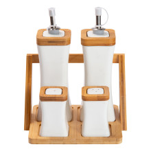 Набір для спецій порцелянаовий 4 предмети на бамбуковій підставці HP-1221 (LG-2350684625) Набір для спецій порцелянаовий 4 предмети на бамбуковій підставці HP-1221 (LG-2350684625)