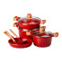 Набір посуду, 3 каструлі, товстодонне алюмінієве дно MGC з лопаткою та ополоником, червоний HP-4-401R (LG-2358506264)