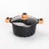 Набір посуду, 3 каструлі, з товстодонною алюмінієвою лопаткою та ополоником MGC, чорний HP-4-401B (LG-2358506265)