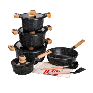Набір посуду, комплект з 4 каструль і сковорідок, MGC, чорний HP-4-404B (LG-2358506266)