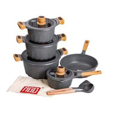 Набір посуду, 4 каструлі, алюмінієве товсте дно MGC з лопаткою і ополоником, сірий HP-4-404G (LG-2358506267)