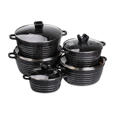 Набір із 5 господарських каструль, 2,5-9 літрів, товсте дно, алюміній MGC HP-4-411B (LG-2358506276)