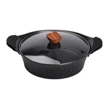 Алюмінієва каструля Ø 30 см 2-ступінчасте мармурове антипригарне покриття Чорний MGC HP-4-413B (LG-2358506281)