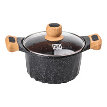 Алюмінієва каструля об'ємом 3 літри з кришкою Ø 20 см. Мармур з антипригарним покриттям MGC чорний HP-4-432B (LG-2358506338) Алюмінієва каструля об'ємом 3 літри з кришкою Ø 20 см. Мармур з антипригарним покриттям MGC чорний HP-4-432B (LG-2358506338)