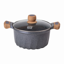 Алюмінієва каструля об'ємом 5 літрів з кришкою Ø 24 см з мармуровим антипригарним покриттям MGC сіра HP-4-433G (LG-2358506339) Алюмінієва каструля об'ємом 5 літрів з кришкою Ø 24 см з мармуровим антипригарним покриттям MGC сіра HP-4-433G (LG-2358506339)