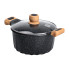 Алюмінієва каструля об'ємом 5 літрів з кришкою Ø 24 см з мармуровим антипригарним покриттям MGC чорна HP-4-433B (LG-2358506340)