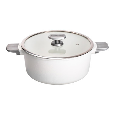 Алюмінієва каструля з керамічним покриттям антипригарним 6.9 л Ø 28 см білий MGC HP-4-454W (LG-2358506370)