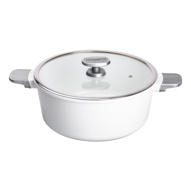 Алюмінієва каструля з керамічним покриттям антипригарним 7.7 л Ø 30 см біла MGC HP-4-455W (LG-2358506372)