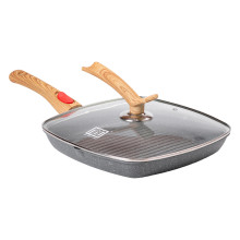 Алюмінієва сковорода-гриль 28 см зі скляною кришкою Квадрат сірий MGC HP-4-462G (LG-2358506387)