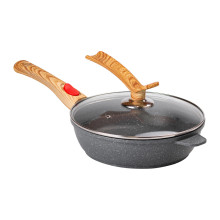 Алюмінієва глибока сковорода (2,4 л) зі скляною кришкою Ø 24 см сіра MGC HP-4-463G (LG-2358506390)