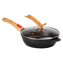 Алюмінієва глибока сковорода (2,4 л) зі скляною кришкою Ø 24 см Black MGC HP-4-463B (LG-2358506391)