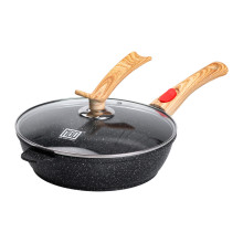 Алюмінієва глибока сковорода (2,8 л) зі скляною кришкою Ø 26 см Чорний MGC HP-4-464B (LG-2358506394)