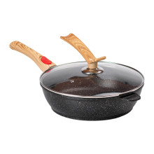 Алюмінієва глибока сковорода (3,5 л) зі скляною кришкою Ø28 см чорна MGC HP-4-465B (LG-2358506397)