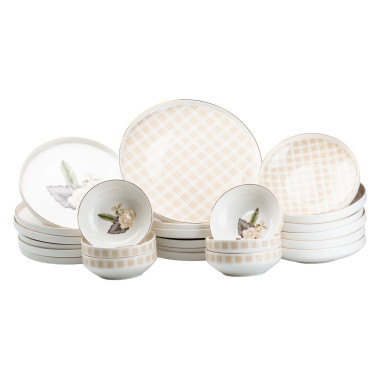 Столовий сервіз на 6 персон порцелянаовий рожевий HP23414 (LG-2183918598)