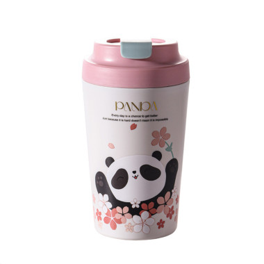 Термочашка Panda з порцелянаовою колбою 380 мл Рожева HP-14-12P (LG-2394098847)