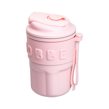 Термочашка Chiobbe з трубочкою та ремінцем 450 мл рожева HP-14-18P (LG-2394098859)