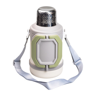 Термос Vacuum Cup 1.5 літра з ремінцем і складною ручкою білий (LG-2394098870)