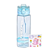 Пляшка для води 760 мл з трубочкою та наліпками блакитна (LG-2394098918)