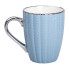 Кружка фарфоровая 400 (мл) с серебристым ободком и ручкой Голубая RX-N231315BL