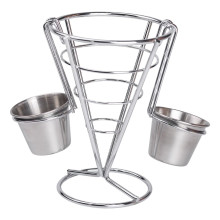 Корзинка для картошки фри и снеков с 2 соусниками 50 мл конусная 15х15х13.5 см HP-19-7