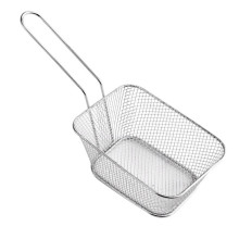 Корзина сервировочная для картофеля фри и снеков 14×10×6 см Серебристая HP-19-8