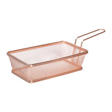 Корзина сервировочная 21×11.5×5.5 см для подачи картофеля фри и снеков с ручкой Розовая HP-19-11-R