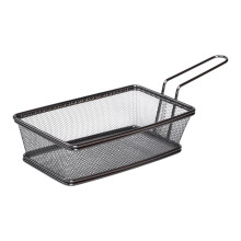 Корзина сервировочная 21×11.5×5.5 см для подачи картофеля фри и снеков с ручкой Черная HP-19-11-B