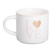 Чашка фарфоровая 350 (мл) для кофе и чая Love Белая RX-N240126WL