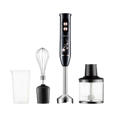 Блендер ручной погружной с насадками 4 в 1 600 Вт  2 чаши и венчик Черный Sokany SK-02012B