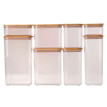 Набор банок для сыпучих продуктов 8 штук емкости с бамбуковой крышкой HP-1303