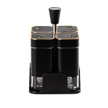 Набор для специй на подставке 4 предмета 10х10х17 см емкости для приправ 120 мл Черний HP-1306