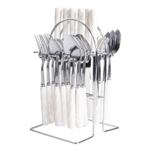 Набор столовых приборов на подставке 24 предмета столовый набор на 6 персон Белый с серебром HP-20-50