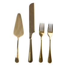 Набор приборов для подачи торта 4 предмета из нержавеющей стали Золотистый HP-20-53