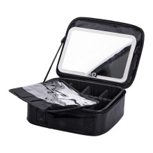 Органайзер косметичка из эко кожи с зеркалом и подсветкой 26×22×9 см HP-10-2AB