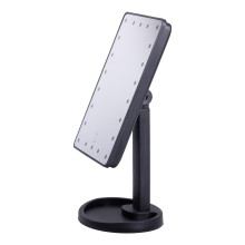 Настольное зеркало с подсветкой 22 LED для макияжа 21х16 см прямоугольное на ножке USB Черное HP-10-4AB