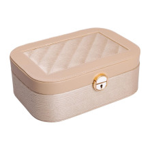 Шкатулка для украшений из эко кожи 2 яруса с замком органайзер для ювелирных изделий HP-5-1CR