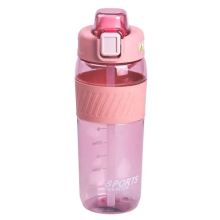 Пляшка для води 600 мл пляшка в школу для тренувань із трубочкою та ручкою 22 см Рожева HP-14-42P (LG-HP-14-42P)