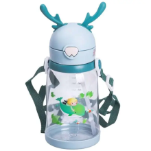 Пляшка для води дитяча 550 мл на ремінці пляшечка з трубочкою для спорту та школи HP-14-44TU (LG-HP-14-44TU)