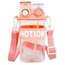 Пляшка для води з трубочкою 550 мл спортивна пластикова пляшка для тренувань Рожева HP-14-49P (LG-HP-14-49P)