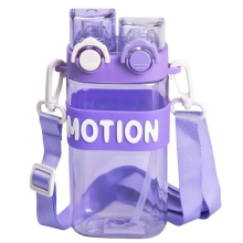 Пляшка для води з трубочкою 550 мл спортивна пластикова пляшка для тренувань Фіолетова HP-14-49V (LG-HP-14-49V)