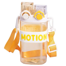 Пляшка для води з трубочкою 550 мл спортивна пластикова пляшка для тренувань Жовта HP-14-49Y (LG-HP-14-49Y)