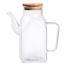 Скляна пляшка для олії 750 мл з ручкою та бамбуковою кришкою HP-34-4 (LG-HP-34-4)