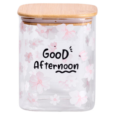 Банка для сипучих продуктів з бамбуковою кришкою 900 мл ємність для сипучих скло HP-34-24 (LG-HP-34-24)