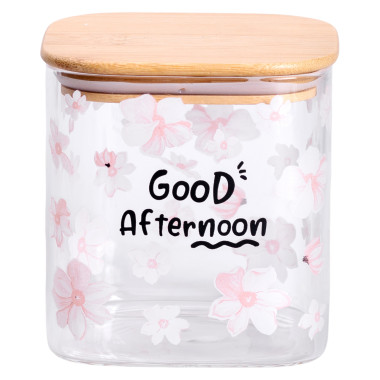 Банка для сипучих продуктів з бамбуковою кришкою 800 мл ємність для сипучих скло HP-34-25 (LG-HP-34-25)