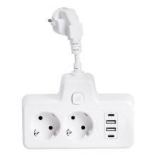 Мережевий фільтр на 2 євро розетки з 2 USB та 2 Type-C білий HP-5-17 (LG-HP-5-17)