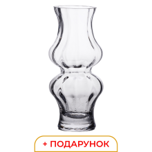 Стеклянная ваза для цветов прозрачная 20.5 см декоративная для дома и интерьера +  подарок Lugi