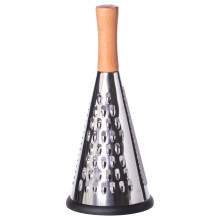 Конусна тристороння ручна тертка з нержавіючої сталі з дерев'яною ручкою HP-8-2 (LG-HP-8-2)