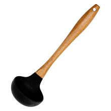 Ополоник силіконовий кухонний 27 (см) кухонний ополоник з силікону з дерев'яною ручкою для супу, бульйону HP-8-58 (LG-HP-8-58)